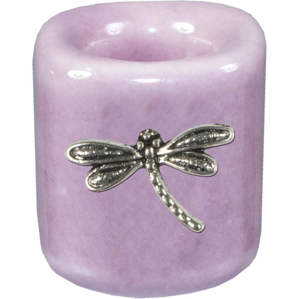 Mini Candle Holder, Ceramic, Dragonfly, Lavender