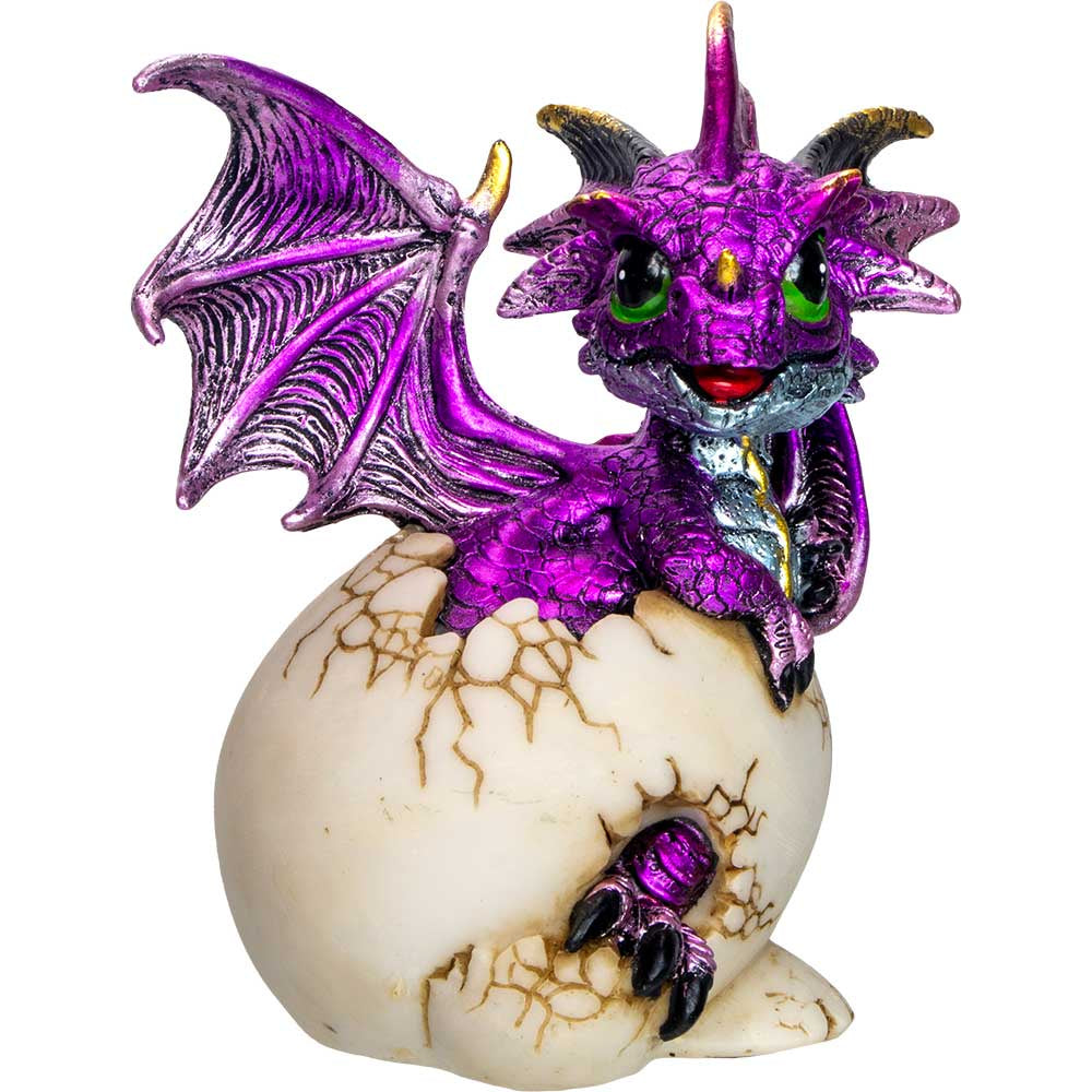 Purple Baby Dragon Hatching Resin Mythical Figurine