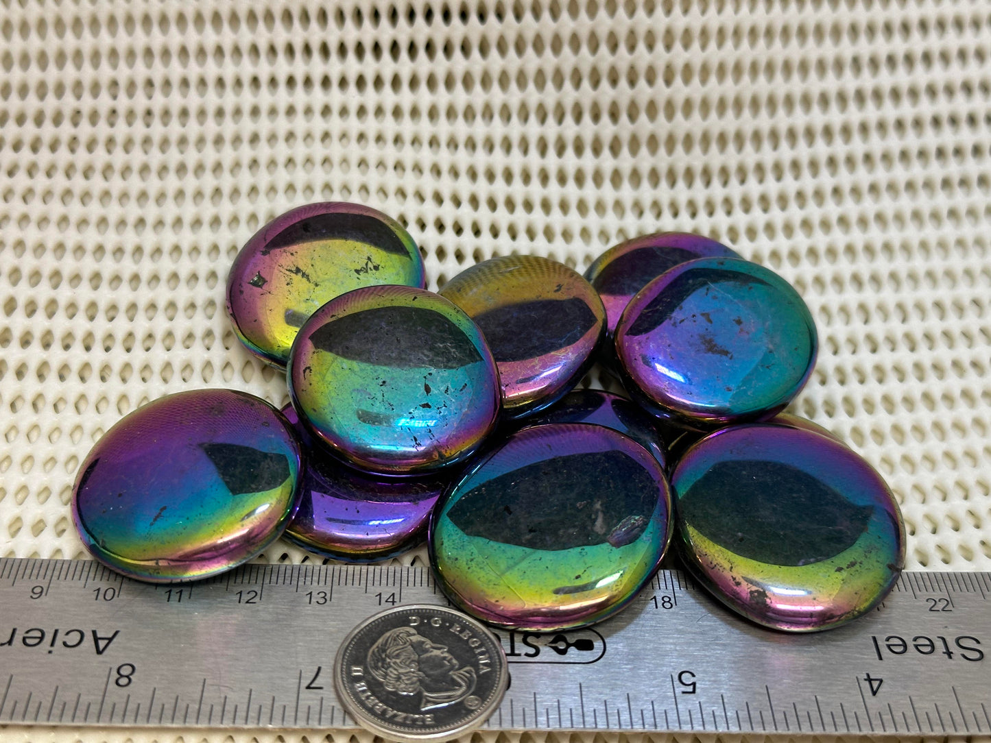 Rainbow/Titanium Aura Flat/Smooth Stones by Kg