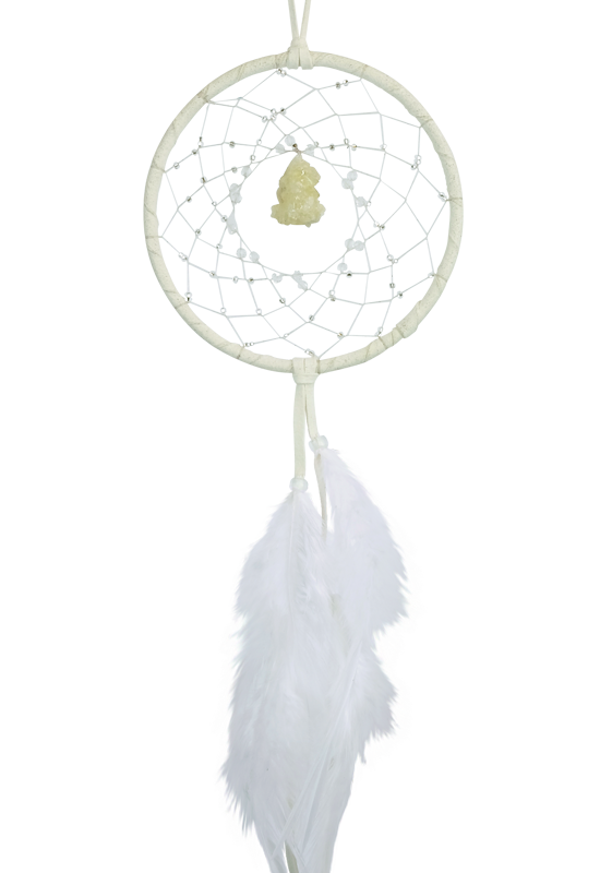 Dreamcatcher, White 4" with White Druzy Crystal