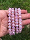 Angel Aura on Rose Quartz Round Bracelet, 8mm WS_NO RESTOCK AVAILABLE