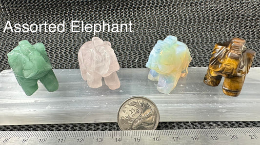 Elephant Figurine 1.5", Assorted Stones RETAIL