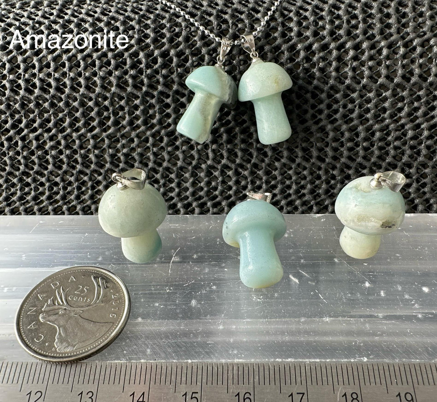 Mushroom Pendant, 5pack - assorted stones WS