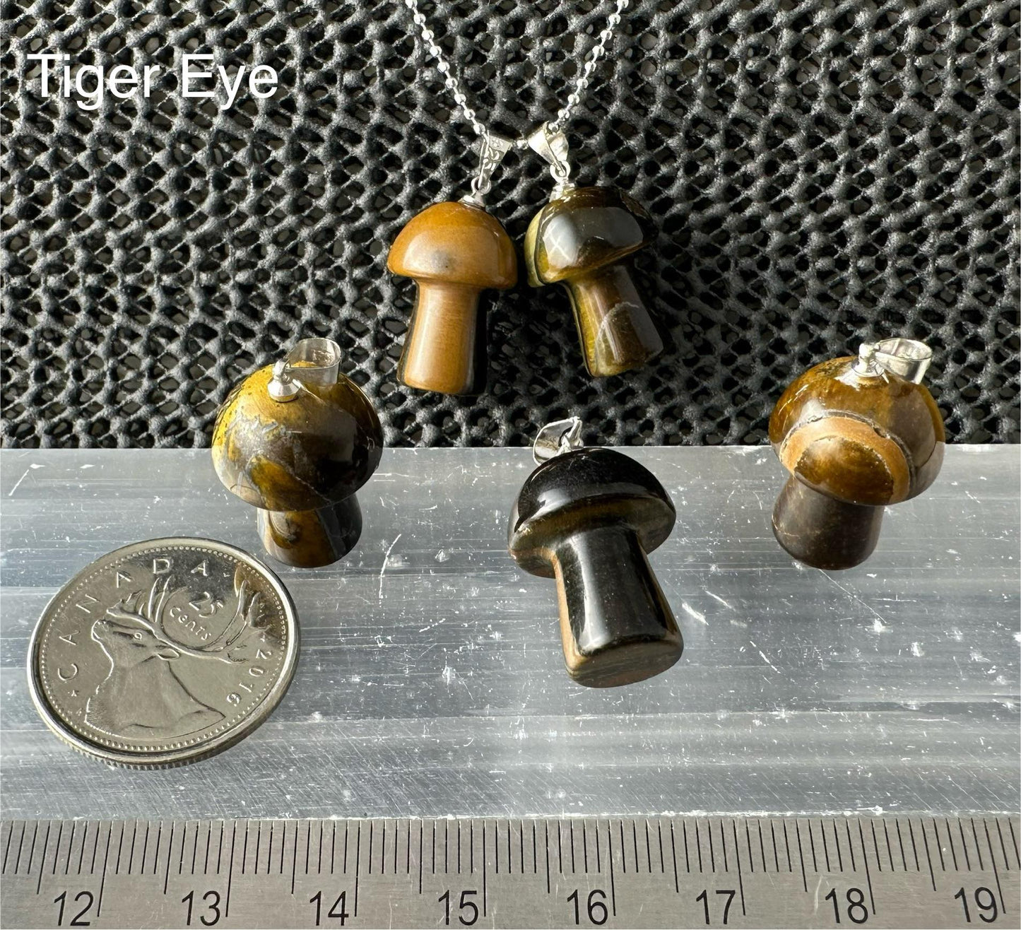 Mushroom Pendant, 5pack - assorted stones WS