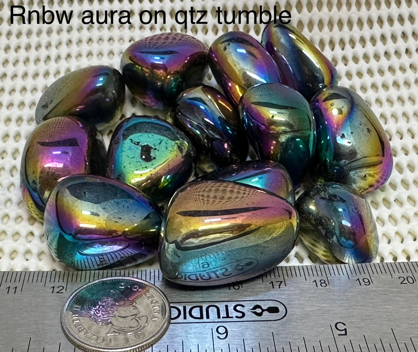 Rainbow/Titanium Aura Tumble 20mm - 30mm by 250g