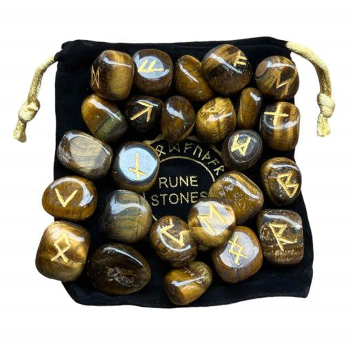 Runes, Crystal Runes with Bag, Tiger Eye