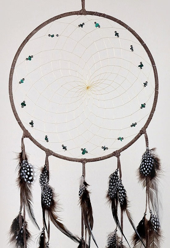Dreamcatcher, 9" Dark Brown with Semi Precious Stones
