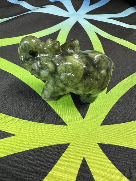 Figurine, Elephant, Jade Green Nephrite