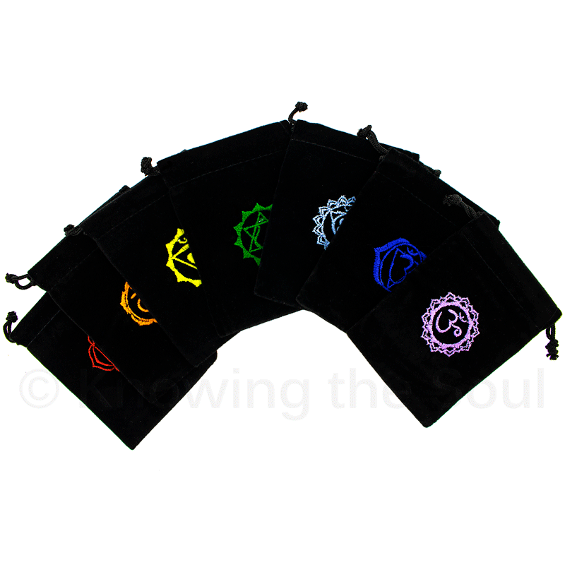 Velvet Bag Embroidered Individual Chakra Symbol: Sacral, 5" x 7"