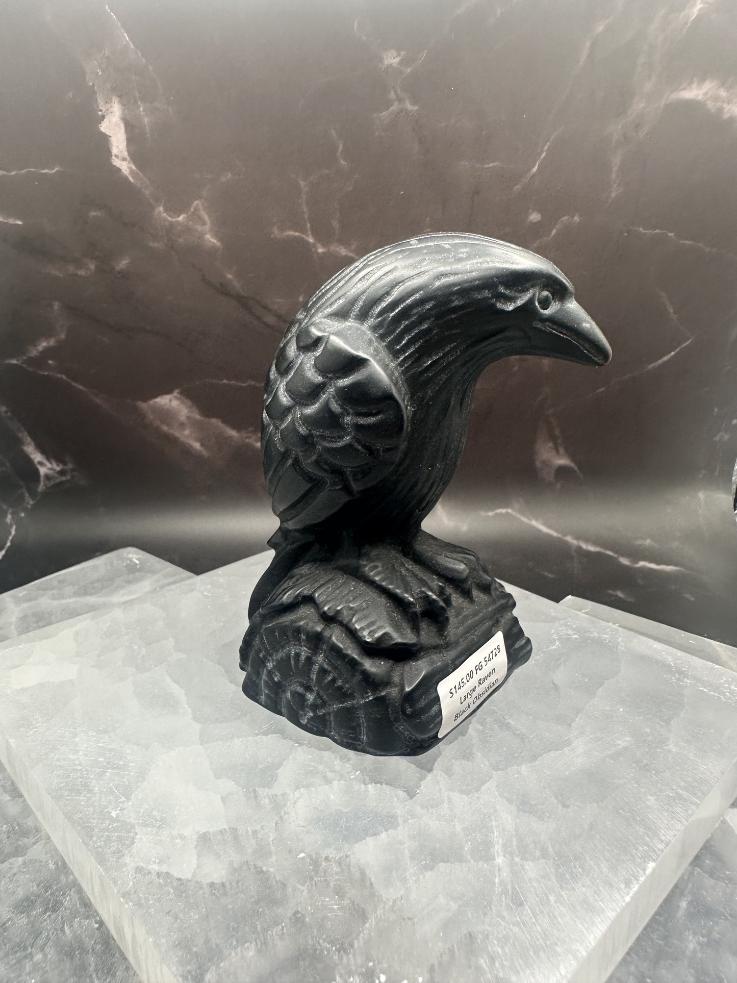 Figurine, Raven, Black Obsidian, Medium