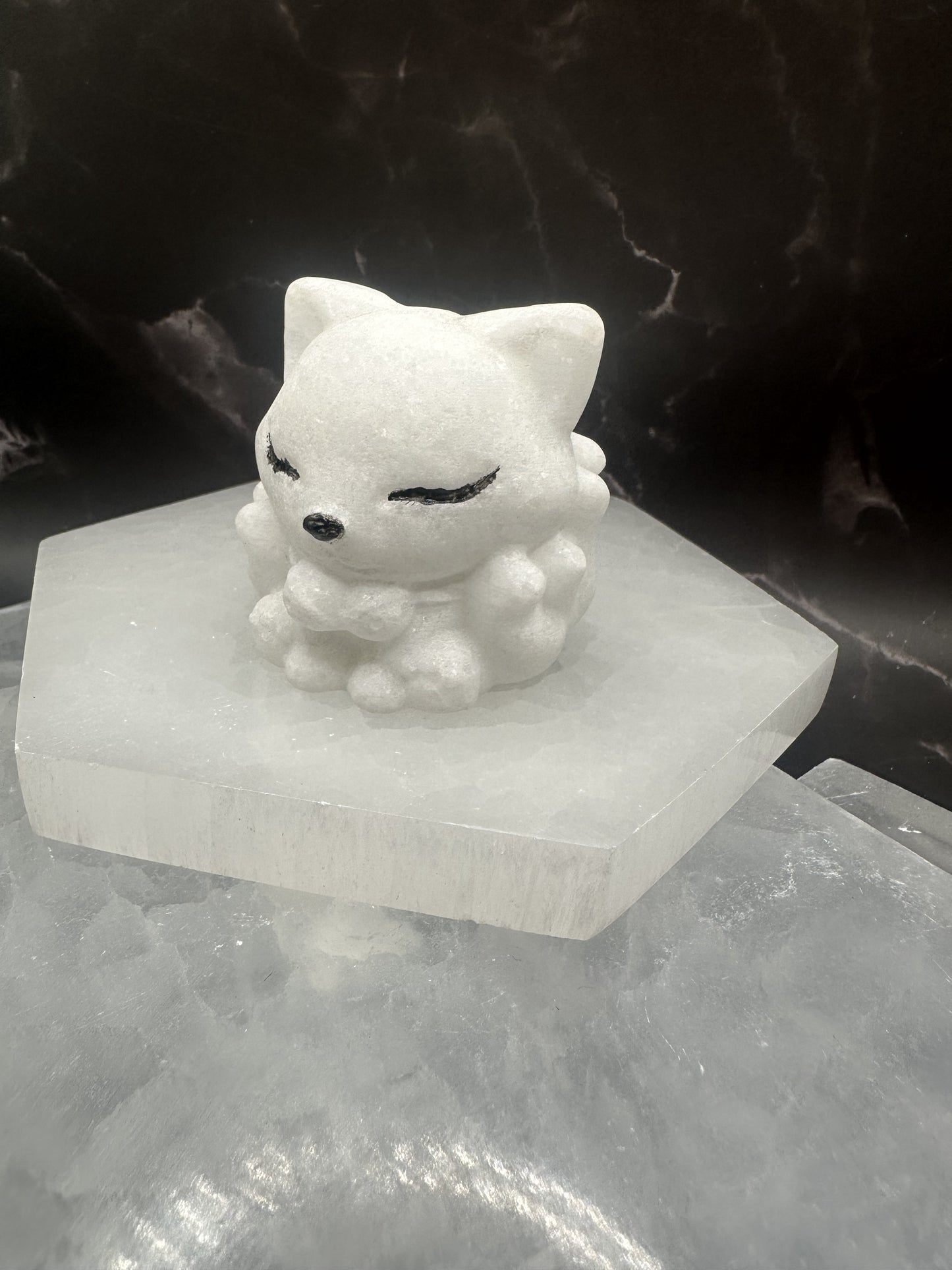 Figurine, Nine Tail Fox, White Jade
