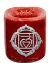 Mini Ceramic Candle Holder, Ritual Size in Chakra Colours with Symbol