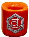 Mini Ceramic Candle Holder, Ritual Size in Chakra Colours with Symbol