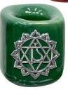 Mini Ceramic Candle Holder, Ritual Size in Chakra Colours with Symbol