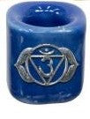 Mini Ceramic Candle Holder, Ritual Size in Chakra Colours with Symbol