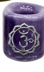 Mini Ceramic Candle Holder, Ritual Size in Chakra Colours with Symbol