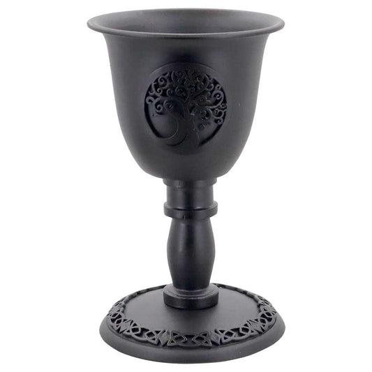 Mini Candle Holder, Metal Chalice, Tree of Life 4IN