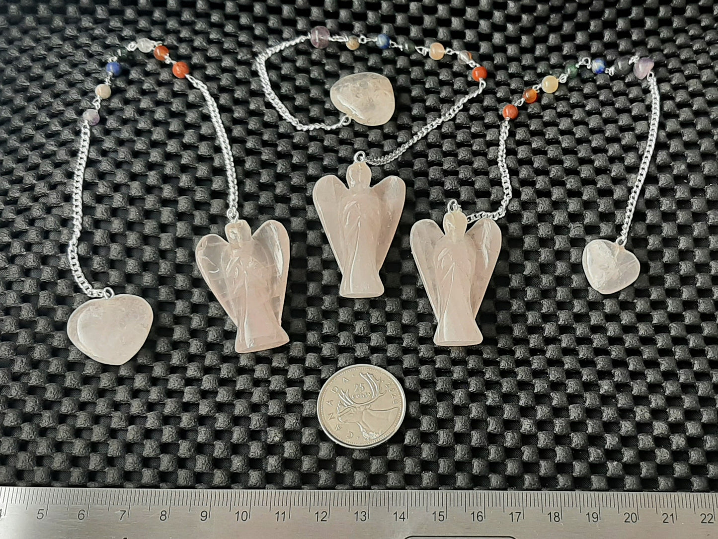 Pendulum, Angel - Rose Quartz with Chakra Chain