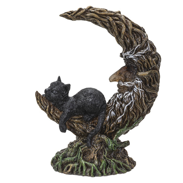 Figurine, Black Cat on Moon, Resin