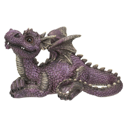 Figurine, Purple Dragon, Laying Down, Chin Raised