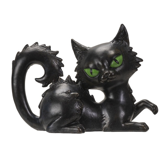 Figurine, Black Cat  Laying Down, Resin Large