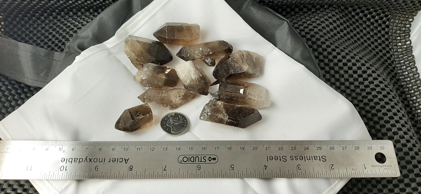 Smoky Quartz Points Raw by 250g, Small Less ~1"