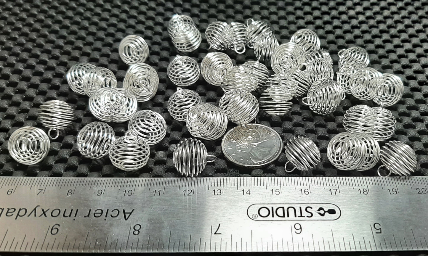 Mini Silver Plated Coil Cage 18mm x 15mm, 50pk