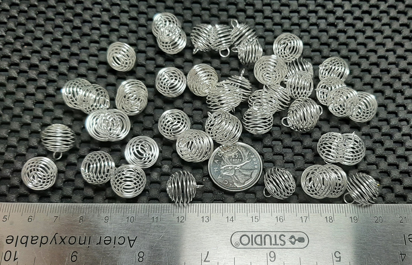 Mini Silver Plated Coil Cage 18mm x 15mm, 50pk