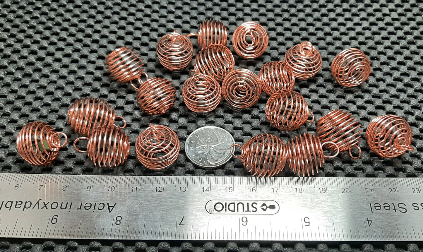 Small Bronze Plated Coil Cage 2mm x 20mm, 20pk