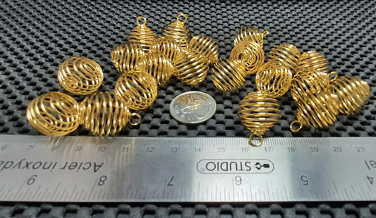 Small Gold Plated Wire Coil Cage 25 mm x 20mm, 20pk