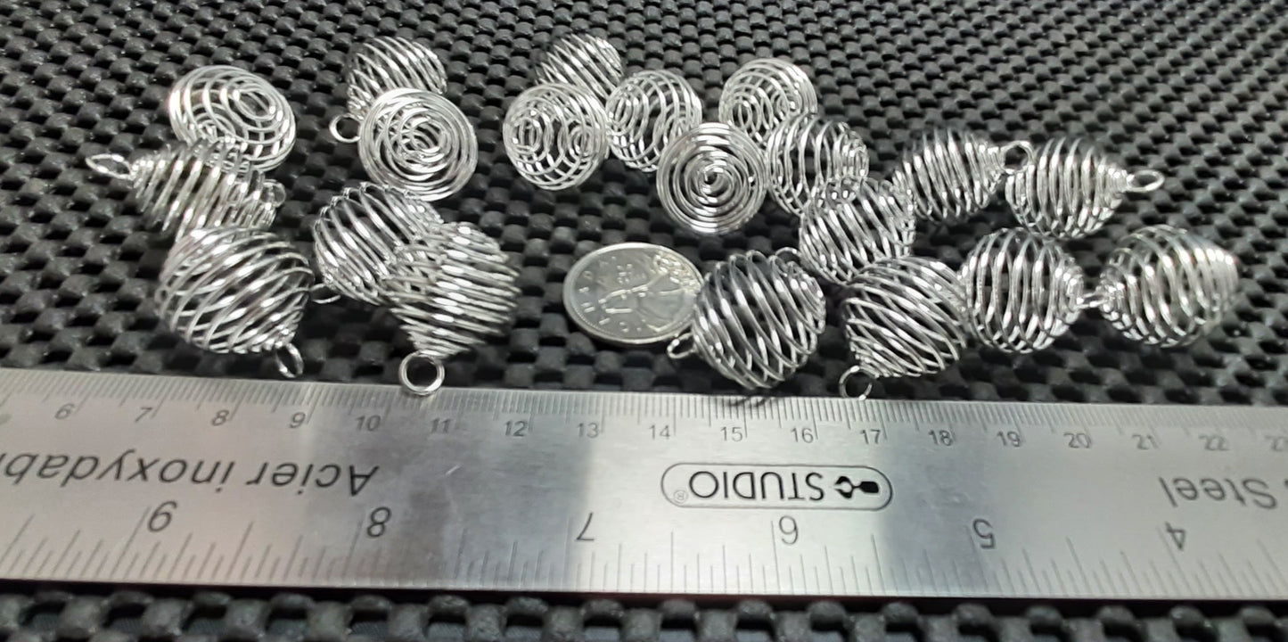 Small Silver Plated Coil Cage 25mm x 20mm, 20pk