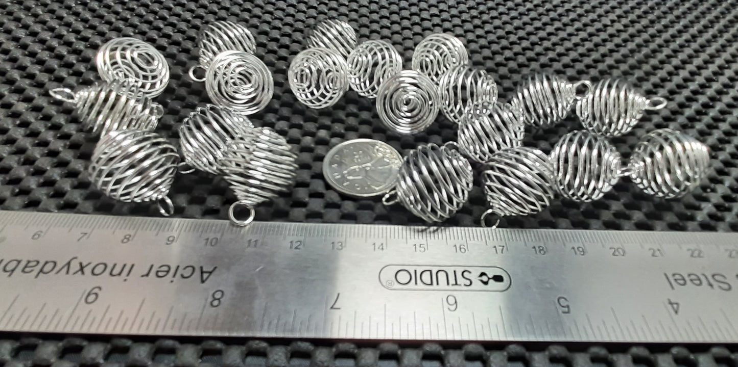 Coil Cage, Small Silver Plated, 25mm x 20mm, 20pk WS