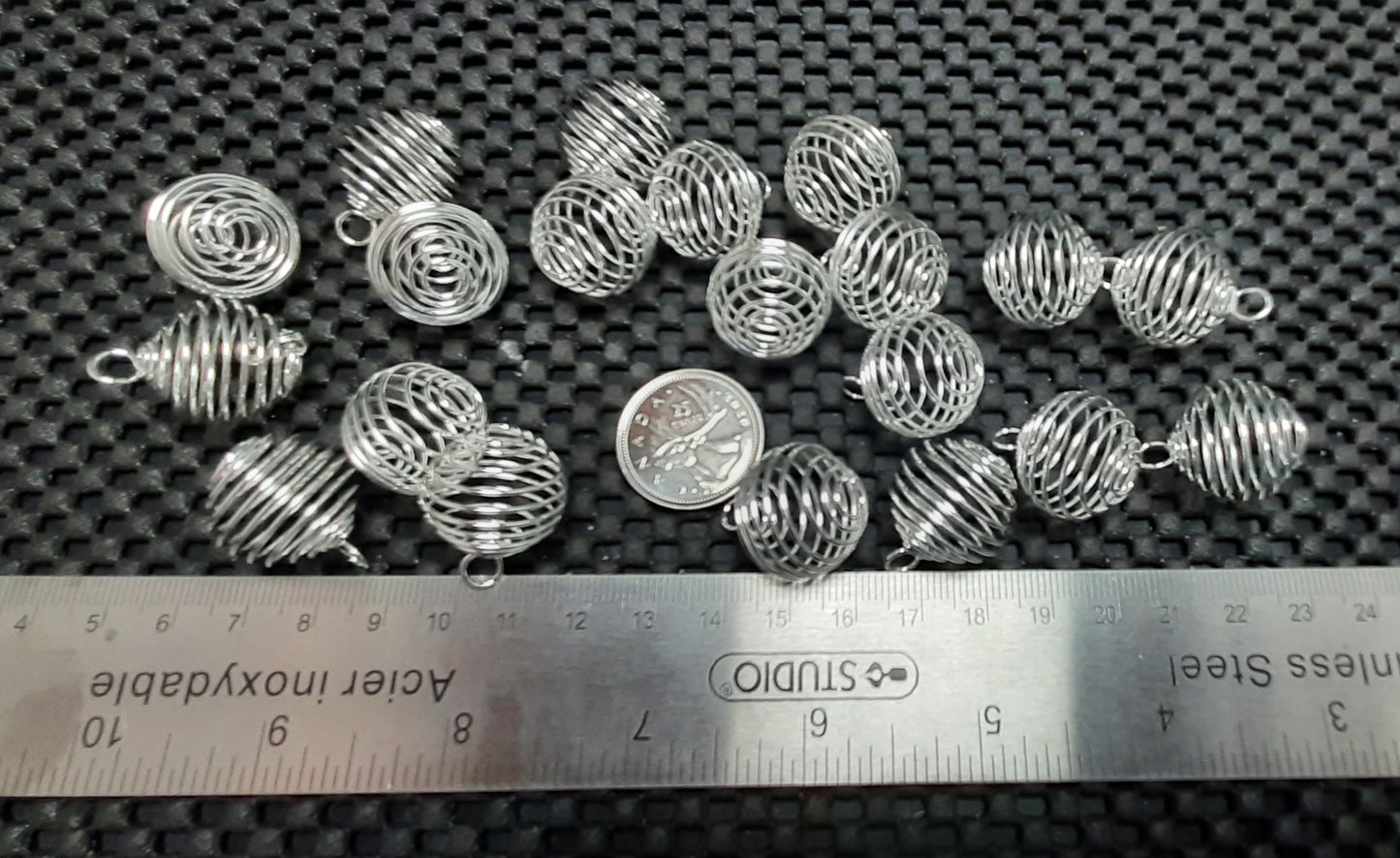 Small Silver Plated Coil Cage 25mm x 20mm, 20pk