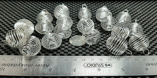 Large Silver Plated Coil Cage 29mm x 24mm, 20pk