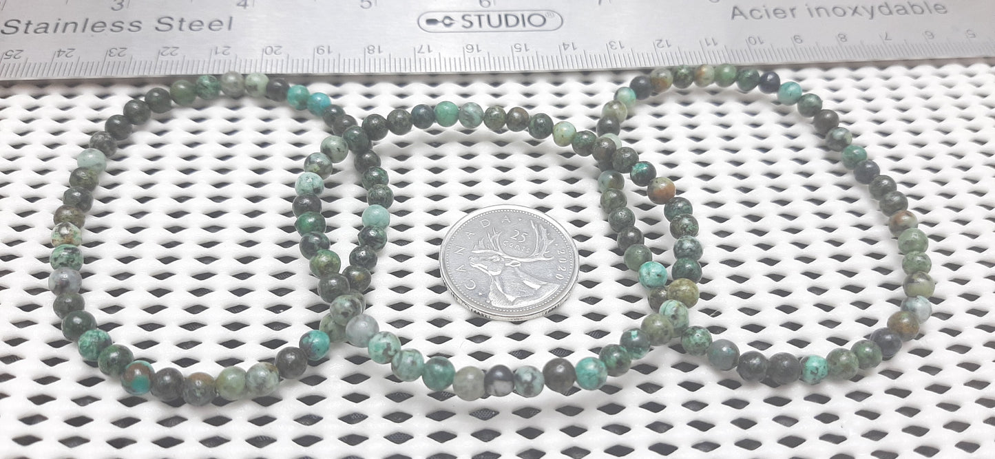 African Turquoise Jasper Round Bracelet, 4mm WS