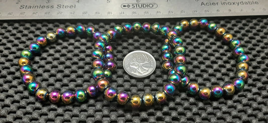 Rainbow Hematite Round Bracelet, 8mm WS