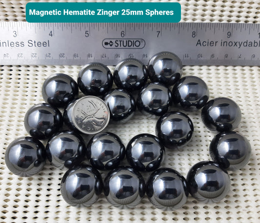 Magnetic Hematite Ball Zinger, 25mm - Black in Color