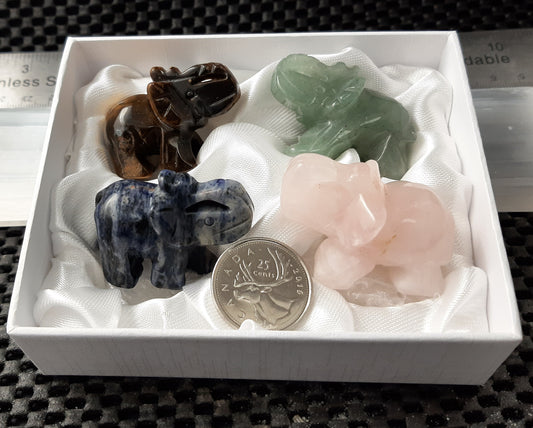 Elephant 1.5inch Carving, 4pack Assorted Stone
