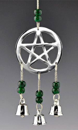 Wind Chime Pentacle in Chrome, 9"