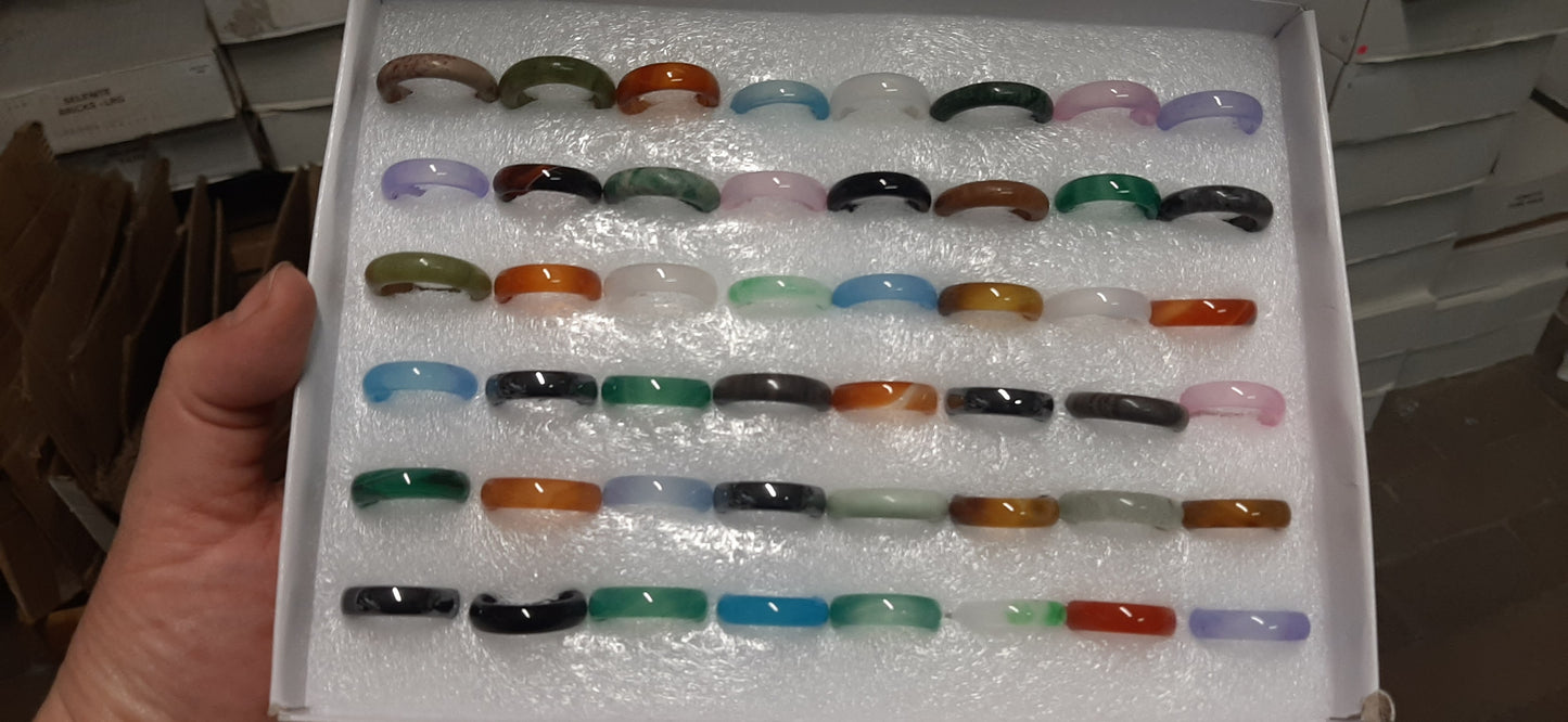 Assorted Stone Ring Box Set 48pc, Size 7-9, Wholesale Only