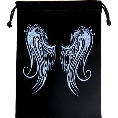Velvet Bag Embroidered Angel Wings, 5" X 7"