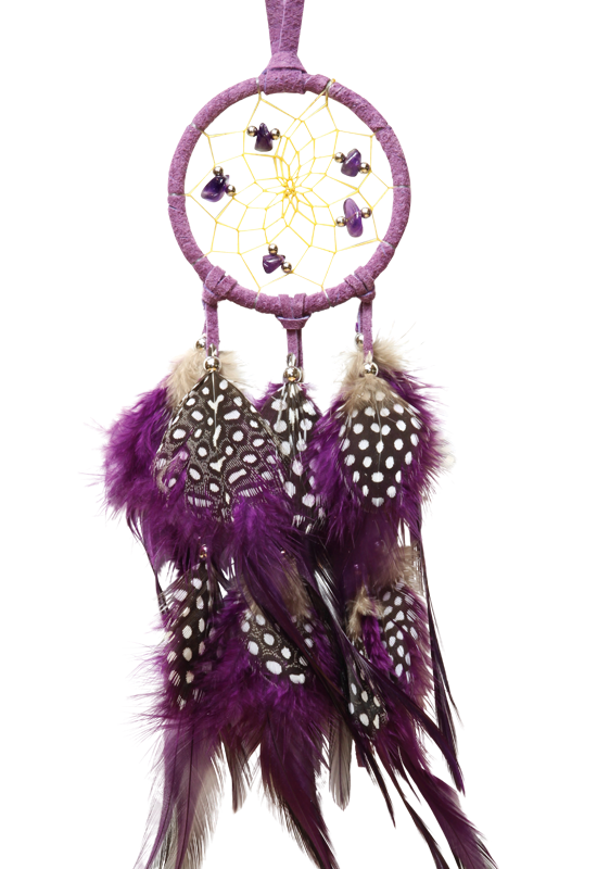 Dreamcatcher, 2.5", Purple with Semi-Precious Crystals