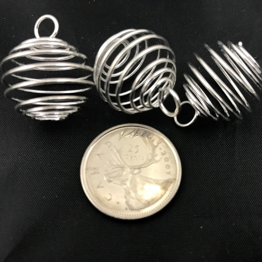 Small Silver Plated Coil Cage 25mm x 20mm