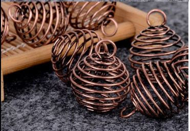Small Bronze Plated Coil Cage 25mm x 20mm