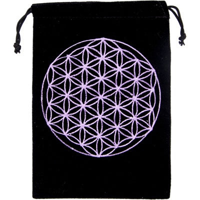 Velvet Bag Embroidered Flower of Life, 5" x 7"