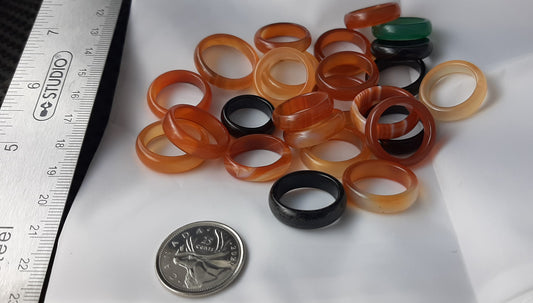 Agate Band Rings, Size 6-10, 25pk
