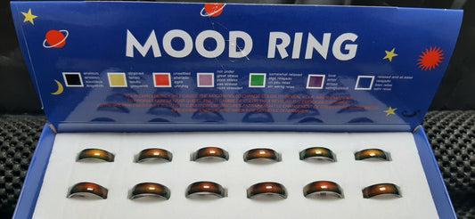 Mood Ring Plain Band, Assorted Sizes, Box Set 36pc