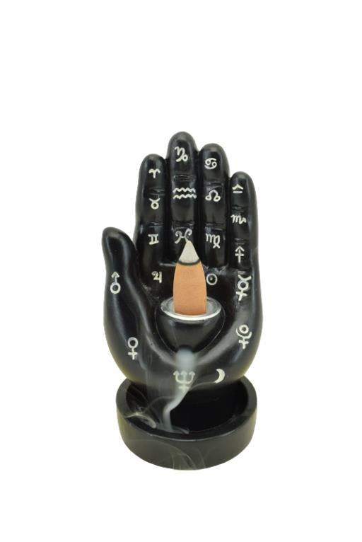Burner, Backflow, Hand with Astrology Symbols, Black