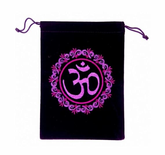 Velvet Bag Embroidered Om, 5" x 7"