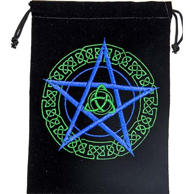 Velvet Bag Embroidered Celtic Pentacle, 5" x 7"